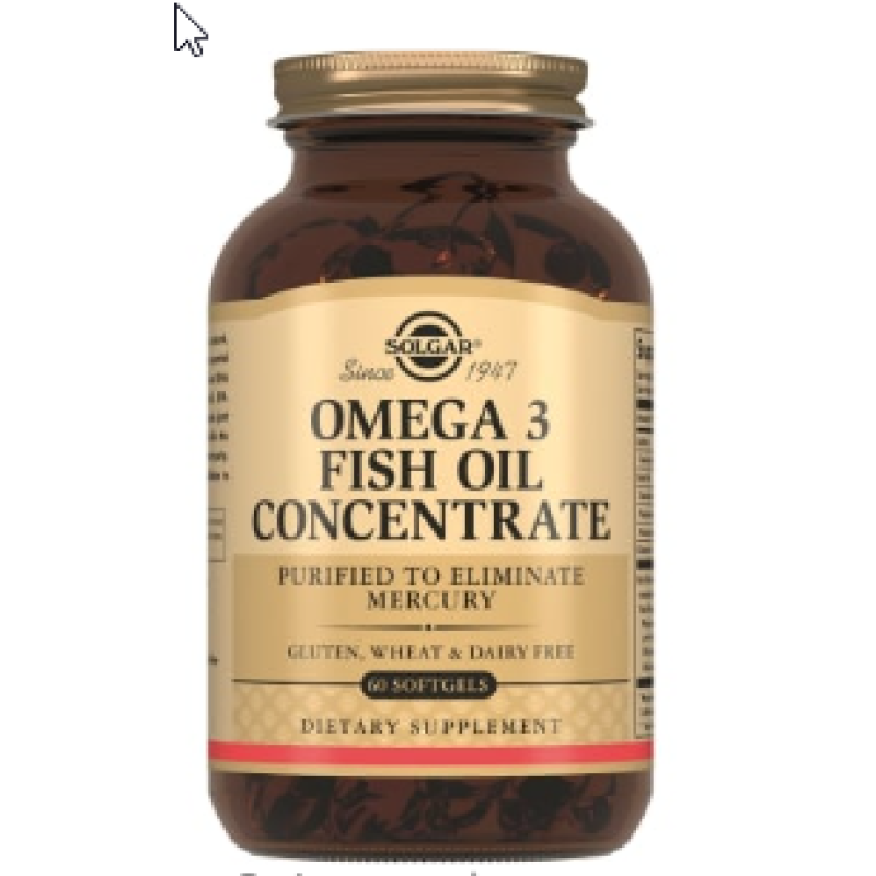 Омега-3 Концентрат рыбьего жира Solgar Omega-3 Fish Oil Concentrate мягкие капсулы 60шт.