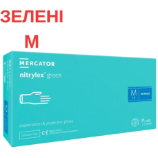 Нитриловые перчатки Mercator Nitrylex Green размер М зеленые (50 пар) 100шт